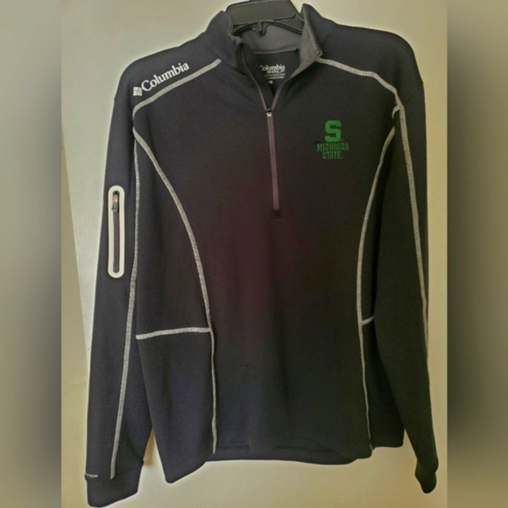 Columbia Golf Michigan State Pullover Men XL Black Long Sleeve 1/4 Zip